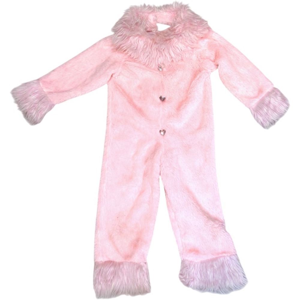 Princess Paradise Pink Poodle Costume Girls XS 4 Faux Fur Jumpsuit Tiara